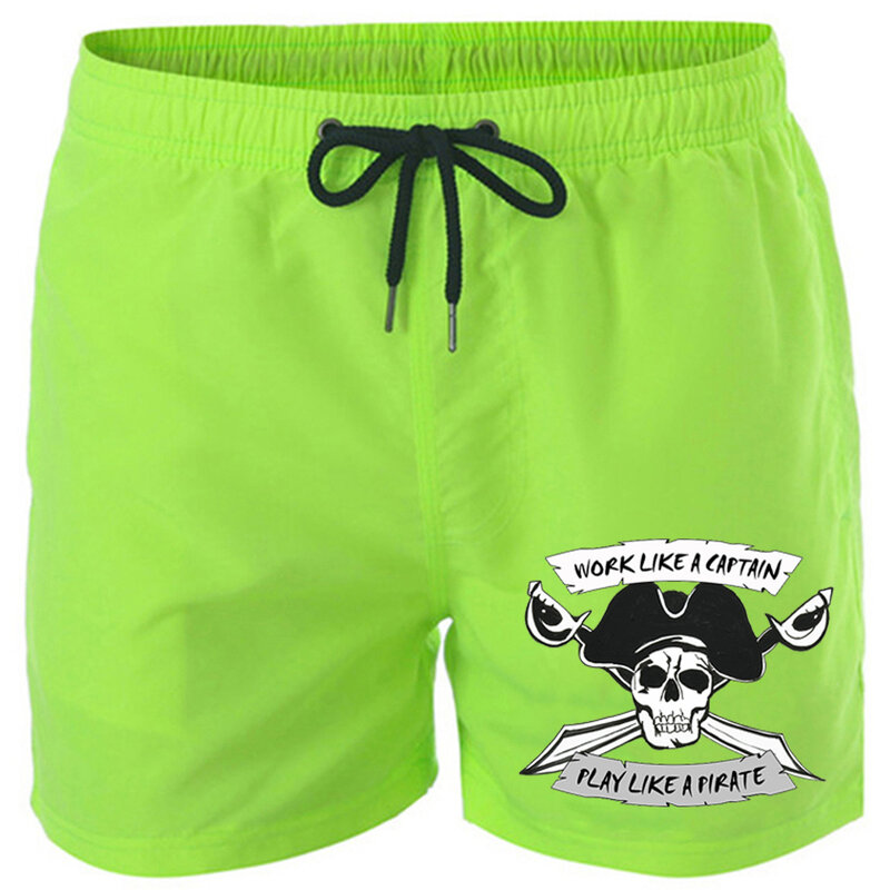 Летние мужские и женские спортивные шорты, пляжные модные шорты, с рисунком пиратского капитана черепа, Шорты для плавания, шорты для серфинга 2024
