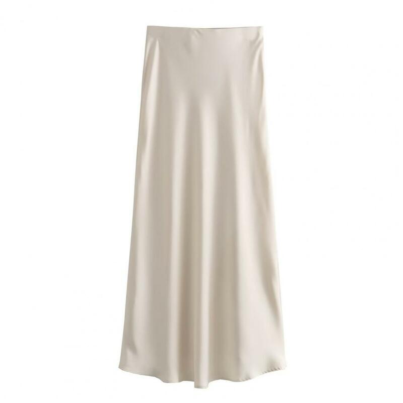Женская атласная юбка-макси с завышенной талией, трапециевидная дышащая мягкая приталенная юбка-трапеция для выпускного вечера