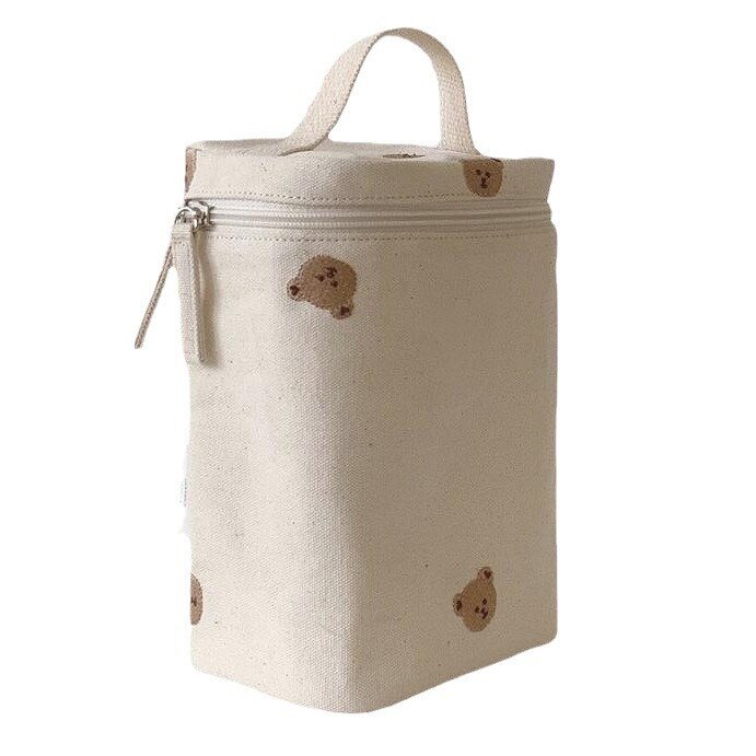 Bolsa de papel de aluminio para cochecito de bebé, fiambrera portátil de oso de peluche coreano, bolsa de aislamiento frío, bolsa de leche trasera