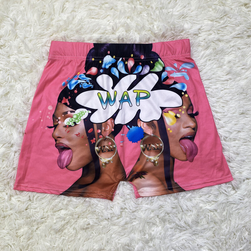 Y2k Sexy Women Shorts Womens Summer Clothing Candy Snack Wap Graphic High Waist Biker Booty Shorts Wholesale Cheap Stuff
