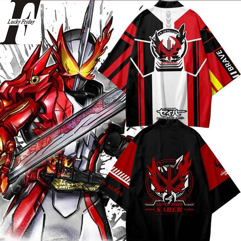 Кимоно Kamen Rider для косплея, рубашка в японском стиле Харадзюку, с рукавом семь восьмых точек, для мужчин и женщин, 4XL