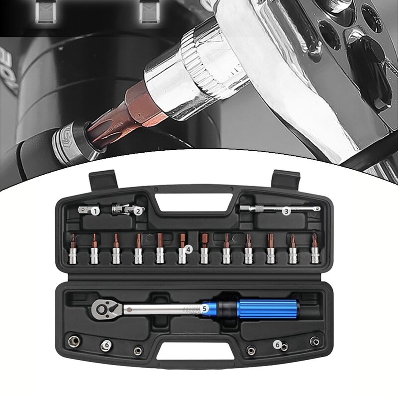 Ratchet Wrench Torque Wrench Set 1/4inch 2-24N.m Adjustable For Car Bicycle Hand Tools Quick Release Repairing Tool