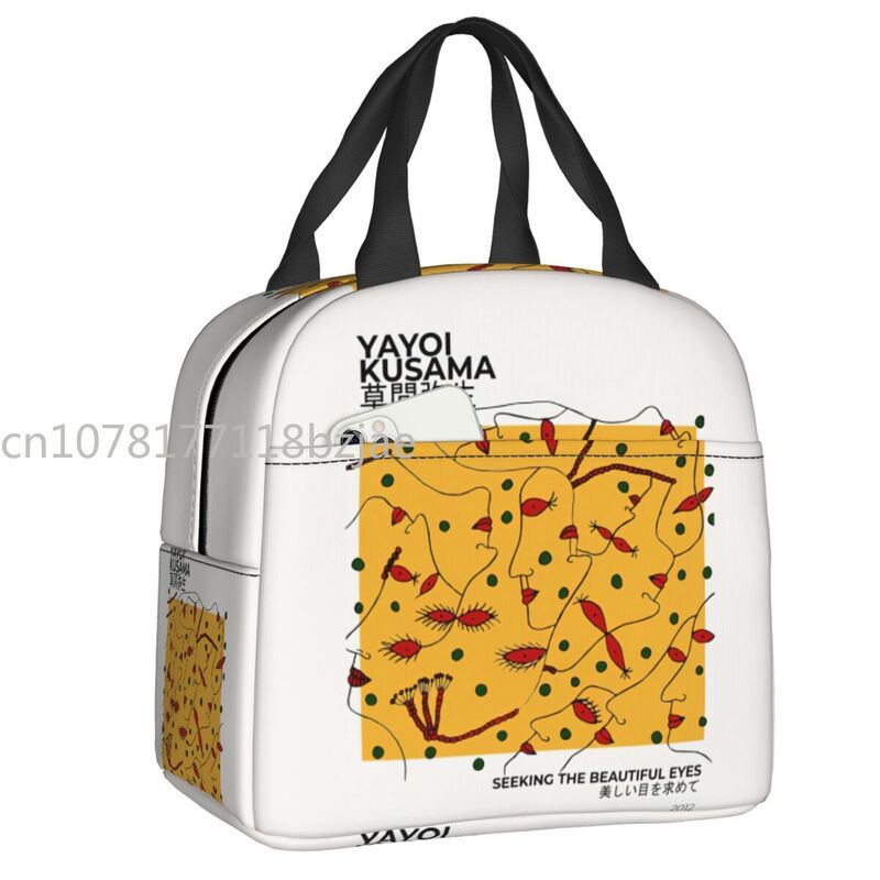 Yayoi Kusama Pumkin Lunch Bag Isolado, Lunch Box for Camping, Viagem, Arte abstrata, Portátil, Refrigerador, Térmico, Mulheres, Crianças