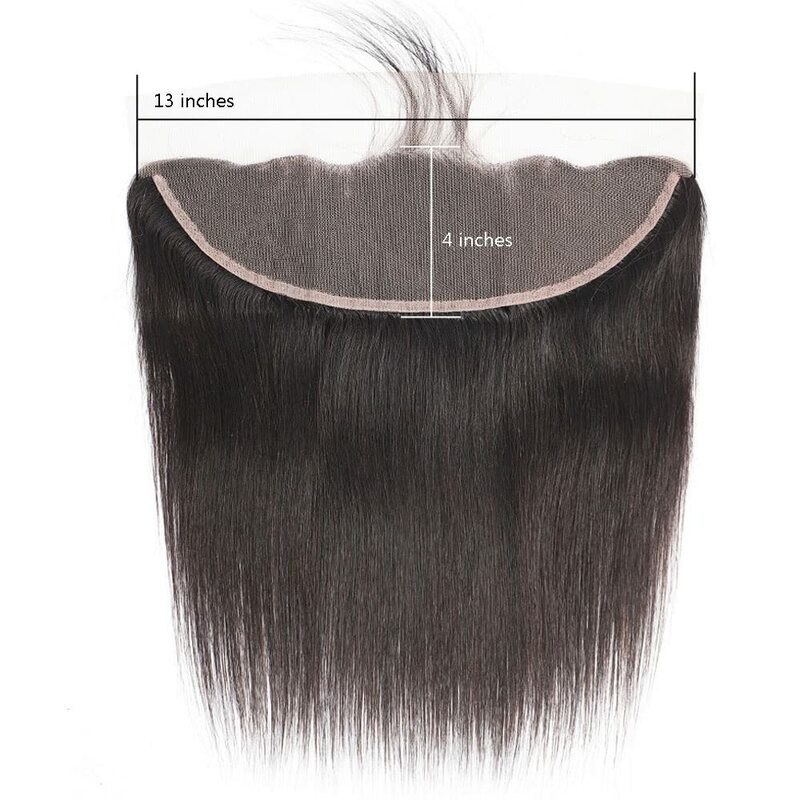 Brazilian Virgin Hair Straight Bundles With Closure Straight Human Hair 3 Bundles with 13X4 HD Transparent Closure Remy Hair 1B