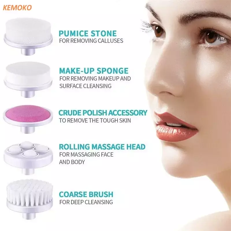 Elétrica Facial Cleanser Wash, Rosto Máquina De Limpeza, Pele Poros Limpador, Spa Cravo Limpeza Facial Cleanser, 5 em 1