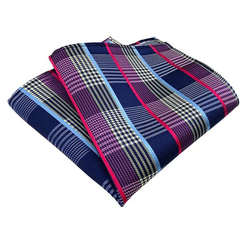 25*25cm Classic Fashion Striped Plaid Polyester Pocket Square for Man Groom Casual Wedding Business Suit Handkerchief Gifts