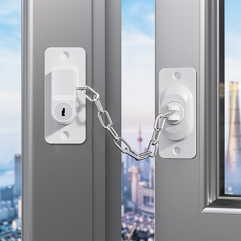 قفل أمان للأطفال للثلاجة وحماية النوافذ ، قفل أمان للأطفال مع مفاتيح وسلسلة قابلة للتعديل