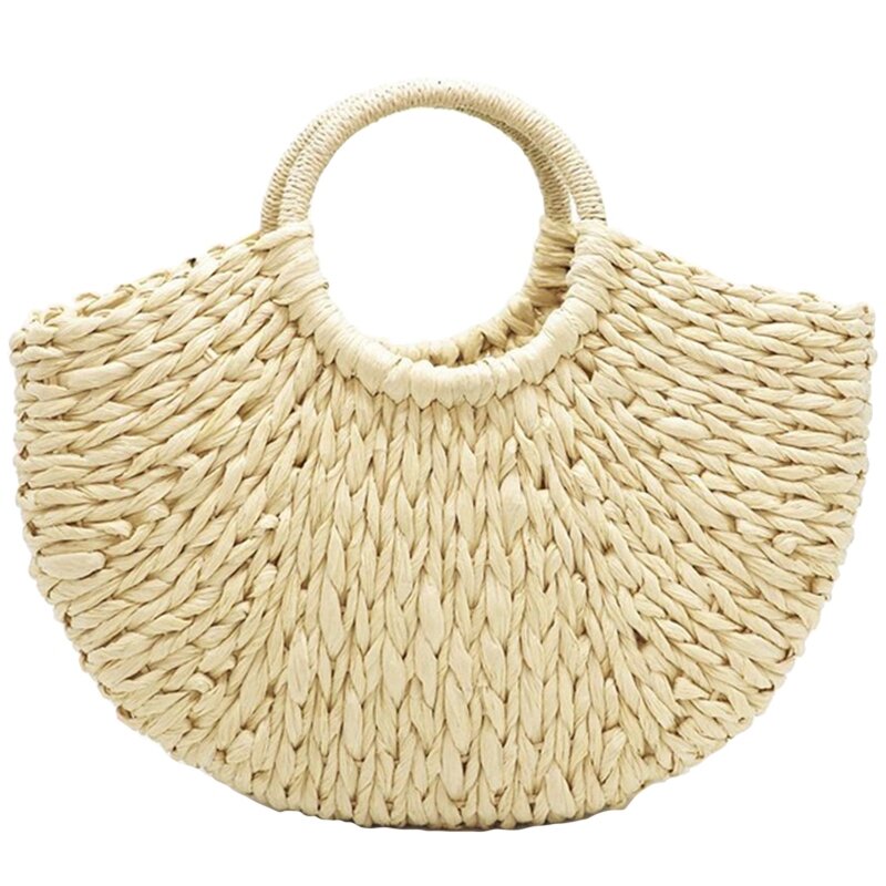Handgemachte Strand tasche runde Stroh Einkaufstasche große Eimer Sommer taschen Frauen natürliche Korb Handtasche, beige nein