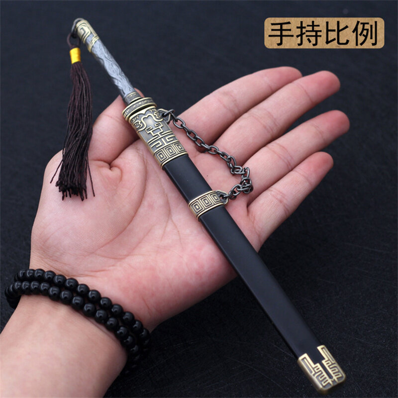 Spada apribottiglie in lega da 22CM spada antica cinese ciondolo arma in lega modello di arma regalo per studenti collezione di spade Cosplay