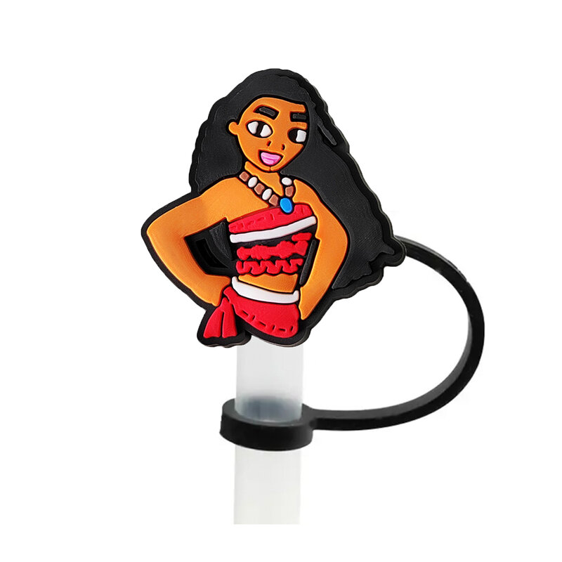 Hot Toys Disney Moana Straw Cover Cap 10MM Drink Straw Plug Reusable Splash Proof Drinking Fit Cup Straw Cap Charms Pendant