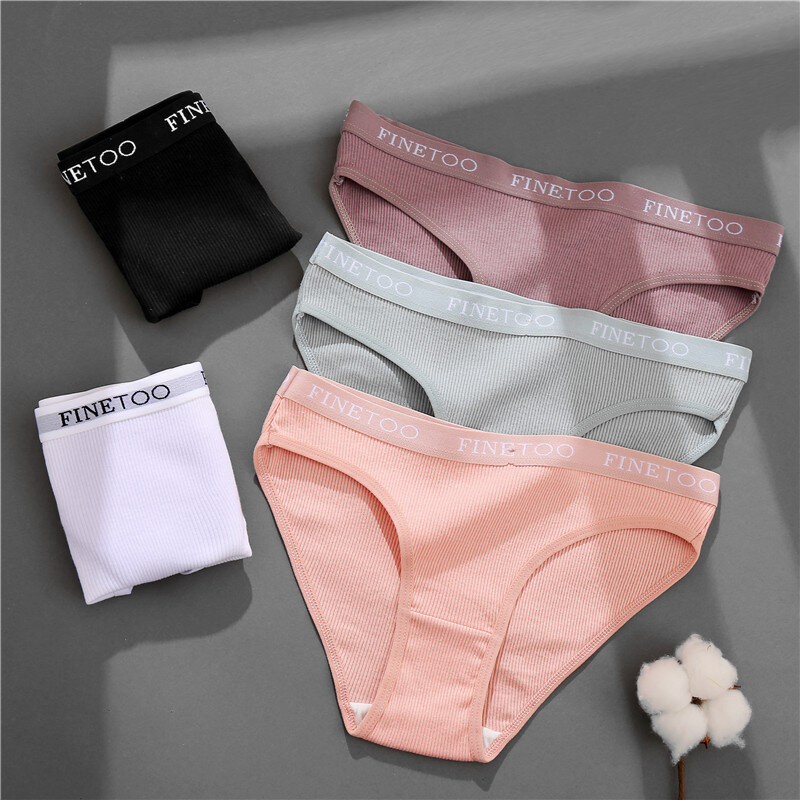 FINETOO Women's Cotton Panties 3Pcs/set Custom Letter Underwear M-2XL Women Briefs Plus Size Underpants Soft Female Panties 2022