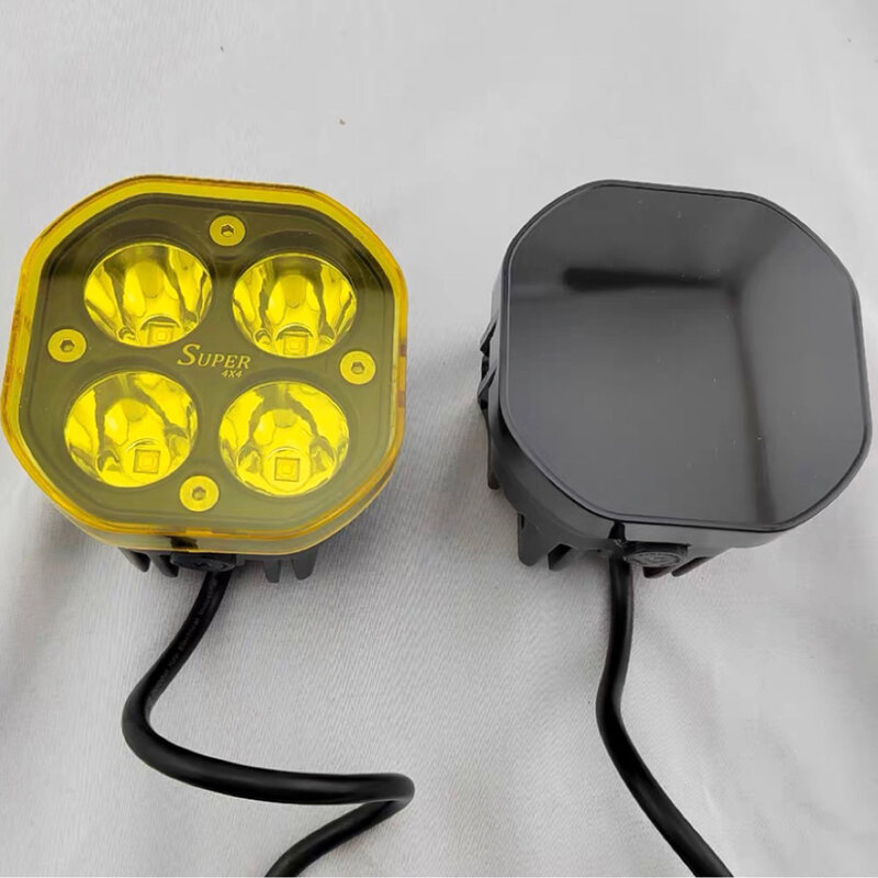 Cubierta de cubo de luz de trabajo Led a prueba de polvo, cubierta de protección de lente amarilla y negra para cápsulas de 40W, lámpara de conducción antiniebla