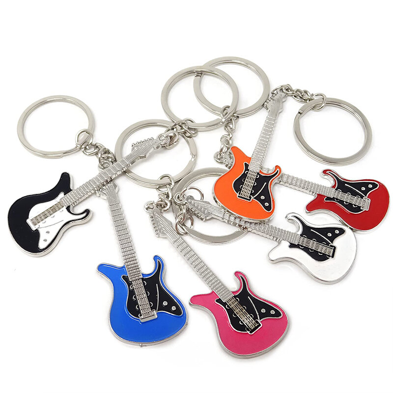 60Pcs Guitar Keychain for Men Mini Cute Bass Key Chain Ring for Kids Car Keyring Electric Guitar Key Holder