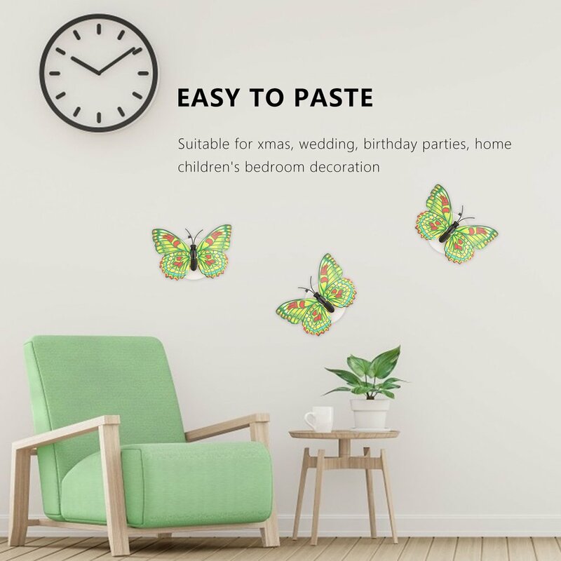 Colorful LED Nigh Lights Butterfly Shape Wall Paste Home Decor For Kids Room Bedroom Party Durable Energy-Saving Decorative Lamp