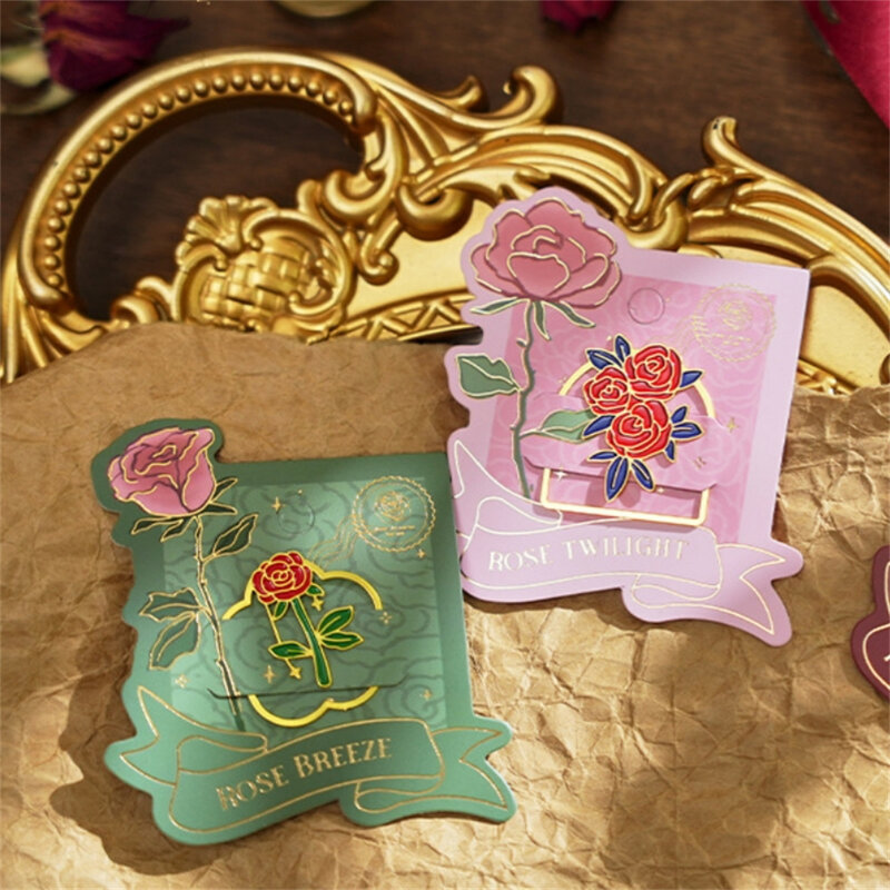 1pc Metal ins High Appearance Level Rose Bookmark for Pages Books Readers Children Collection Romantic Flower Reading Bookholder