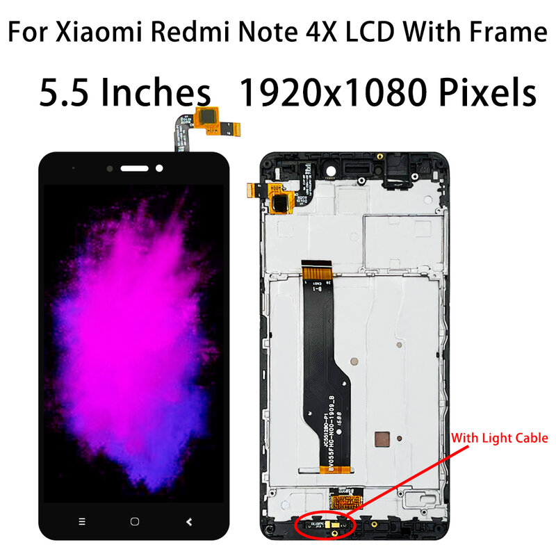 New 5.5" Original LCD For Xiaomi Redmi Note 4 Global Version Snapdragon 625 Display Touch Screen Digitizer Note 4X With Frame