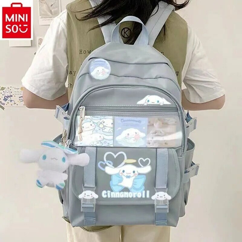Miniso Sanrio Cartoon Kuromi Tourismus und Lern rucksack für Frauen 2024 neuer leichter Rucksack