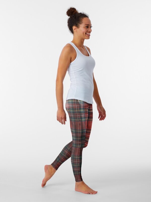 Legging jegging Tartan, pakaian olahraga untuk gym wanita