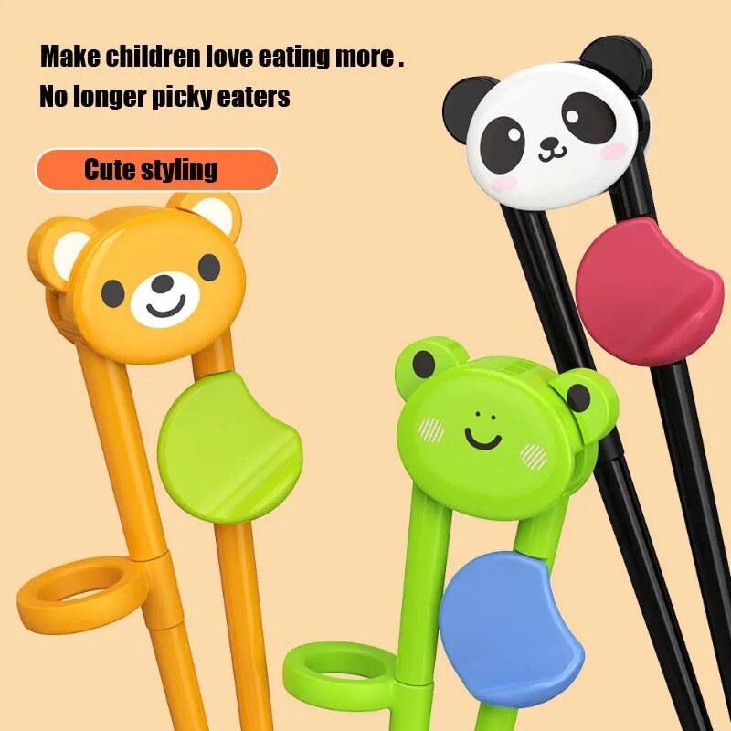 子供のための漫画の動物の箸、かわいいクマ、パンダ、広い風景箸、赤ちゃんの子供のトレーニング食器、フードスティック
