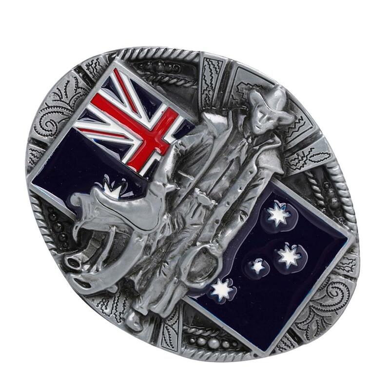 เข็มขัดอัศวินวินเทจของผู้ชายหัวเข็มขัดคาวบอยตะวันตกธงออสเตรเลียหัวเข็มขัด