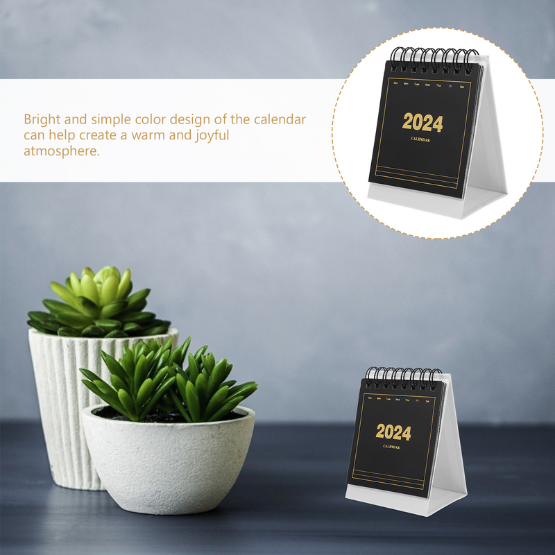 Mini Calendario de escritorio para decoración de oficina, baratijas pequeñas, abatible de pie para 2024-2023, 2024