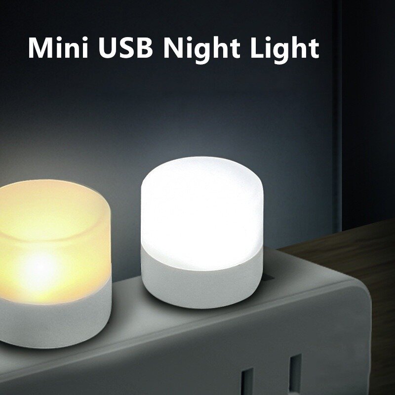 Mini luzes LED noite com plugue USB, proteção para os olhos, leitura de livros, computador, móvel, carregamento de energia, pequeno, 20 pcs, 1pc