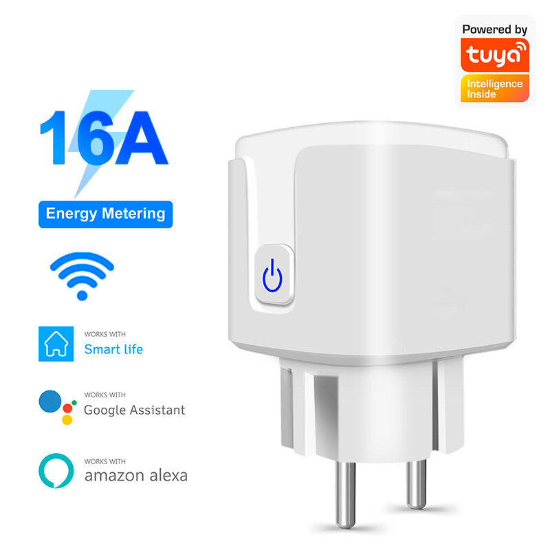 IHSENO Tuya Wifi Smart Plug 16A EU Smart Socket Outlet con funzione Timer Monitor di alimentazione 4200W compatibile con Alexa Google Home