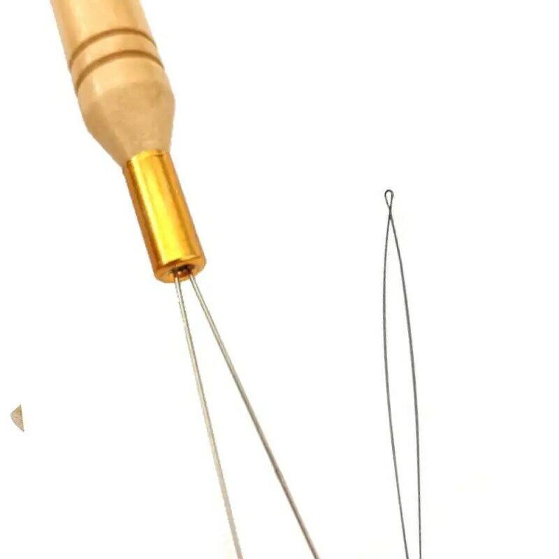 1 szt. Mikro pierścień do przedłużania włosów narzędzia do ciągnięcia haczyków, igła używana z paciorkami do włosów mikro pierścienie igłą do nawlekania