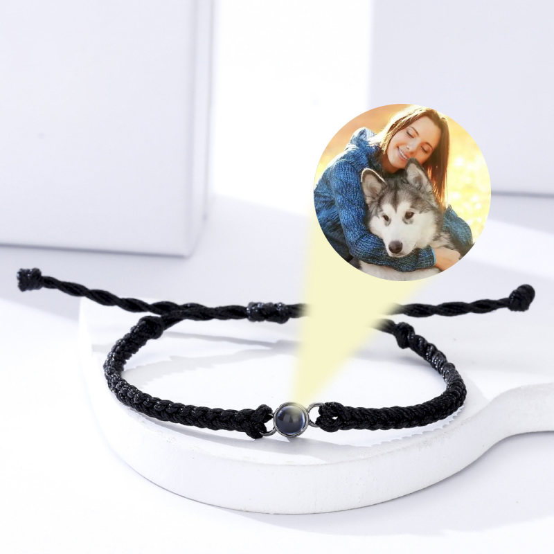 Pulsera circular con foto para hombre y mujer, brazalete de proyección con foto personalizada, regalo de joyería conmemorativa para pareja
