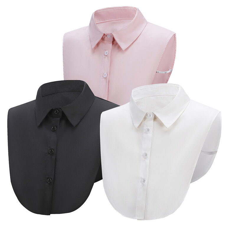 Camisa Formal para mujer, cuello falso, solapa de encaje de Color sólido, desmontable, Media camisa, blusa, decoración de Tops