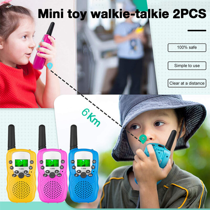 2PCS Kinder Walkie Talkie Tragbare Outdoor Kinder Zwei Weg Radio 6KM Empfänger Walkie-Talkie Radio Comunicador Spielzeug für Jungen Mädchen