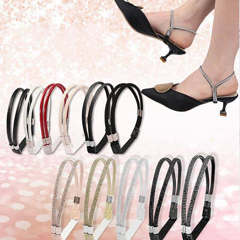 1Pair Women Shoeslaces for High Heels Shoes Decorations Buckle Lazy Shoelaces Elastic Band Anti Falling Heel Non-Slip Belt Strap