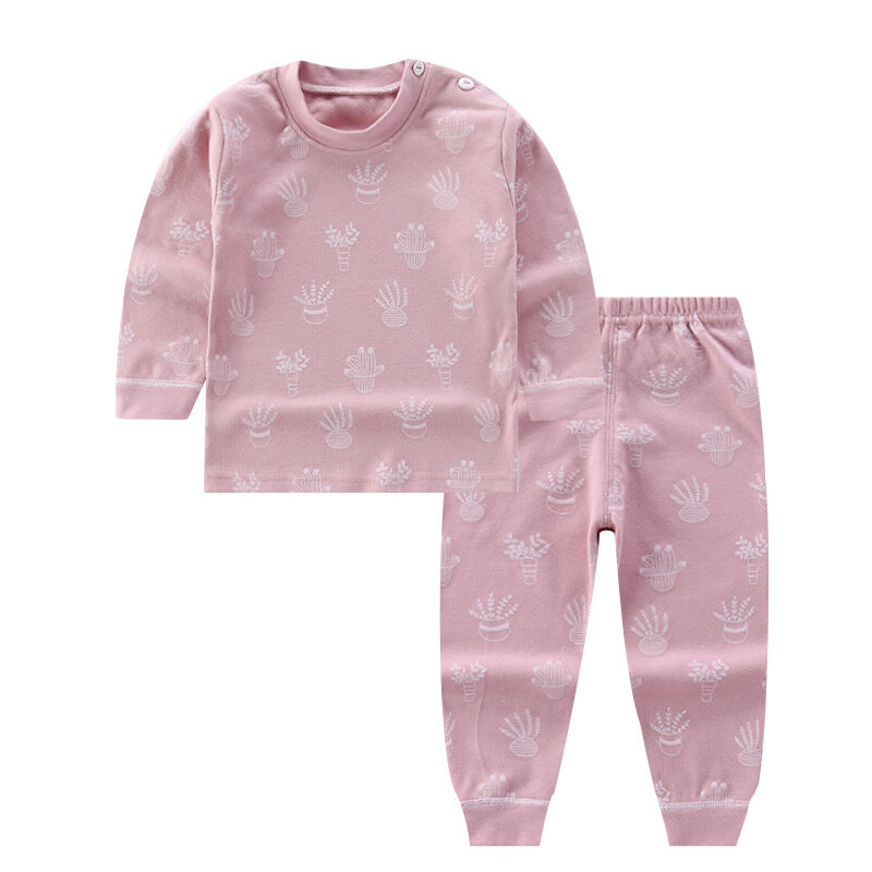Neue Kinder Jungen Mädchen Pyjama Sets Cartoon Print Langarm Oansatz T-Shirt Tops mit Hosen Kleinkind Baby Herbst Schlafsack Kleidung