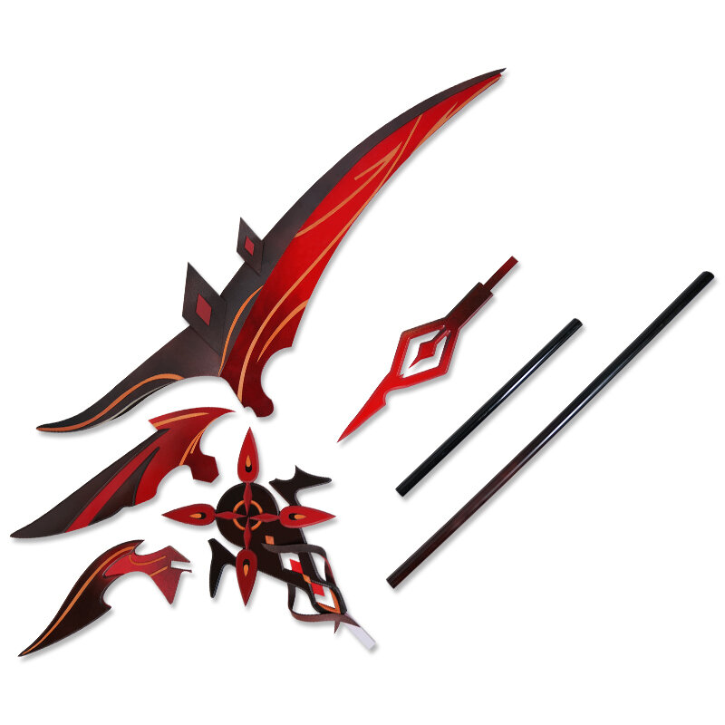 The Knave Arlecchino Genshin senjata dampak sabit senjata Cosplay tombak senjata untuk Halloween Natal pesta mewah