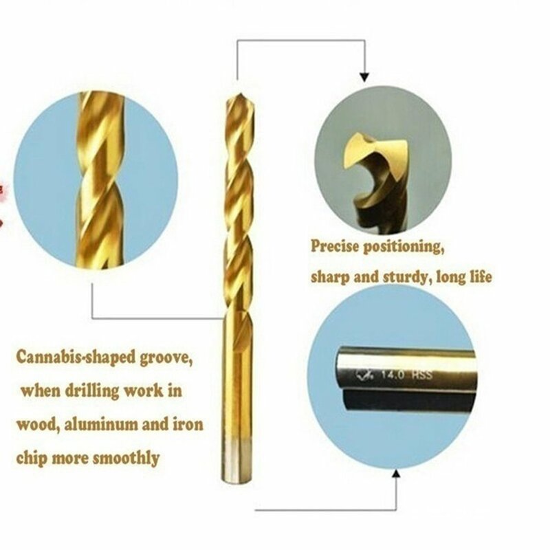 Gold/Sliver 50 PCS Titanium Coated HSS Fashion Steel Drill Bit Set Tool 1/1.5/2/2.5/3mm Drill Reliable Twist Design Bit Tools