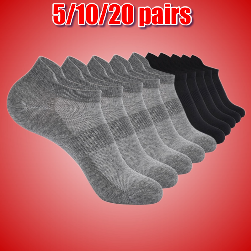 Calcetines tobilleros para correr, medias cortas de alta calidad, suaves y finas, color blanco, negro y gris, 5/10/20 pares