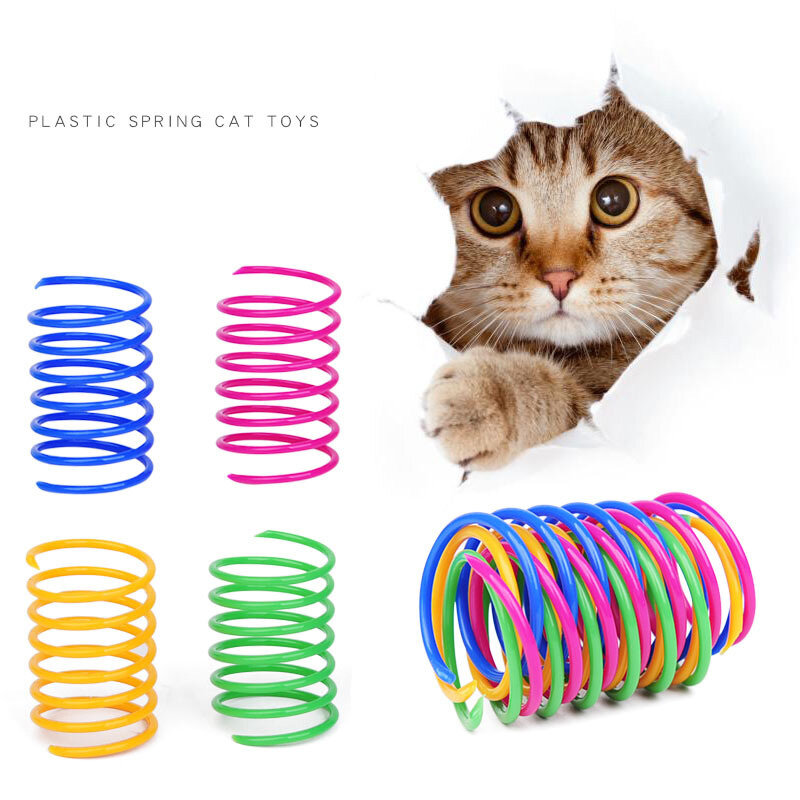 Juguete de plástico para gatos, muelles de colores para mascotas, bobina interactiva, muelles en espiral para perros, 4/8/16/20 unidades