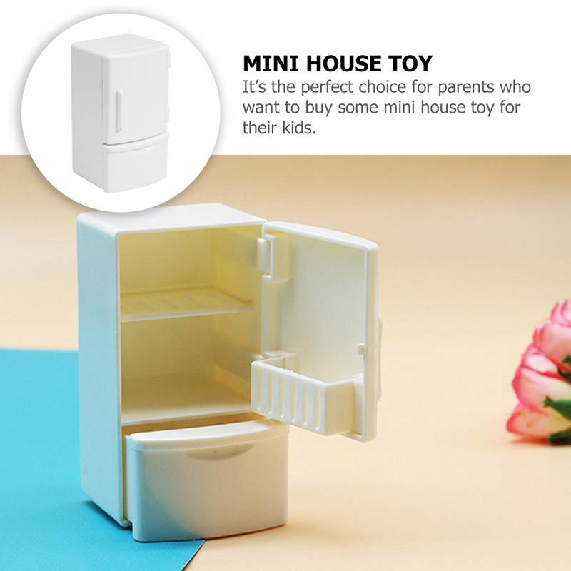 Искусственный цветок, мебель для кукольного домика, Белый Холодильник, миниатюрные инструменты, косплей