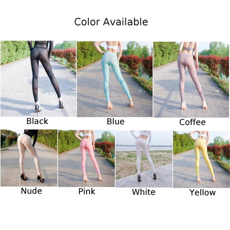 Leggings transparents soyeux pour femmes, vêtements féminins sexy, monochromes, bonbons, documents, haute élasticité, ultra-mince, mince, fjleggings skinny