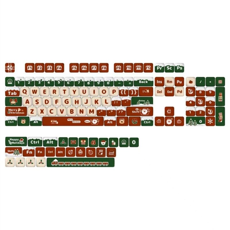 Merrychristmas tema keycaps pbt perfil moa 130 teclas para layout diy teclado mecânico personalizar teclas t5ee
