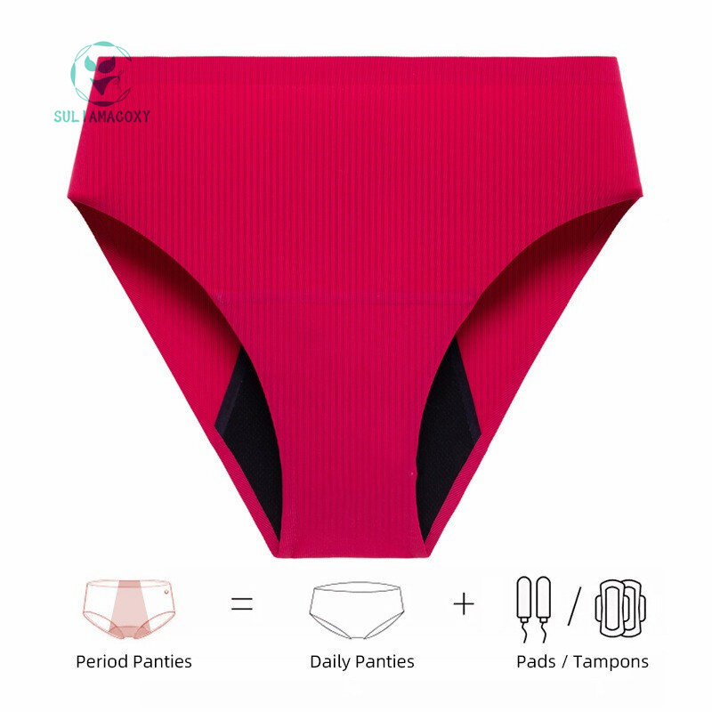 SULIAMCOXY Period Underwear 4 Layers of Leak-proof Stripes Seamless Menstrual Panties