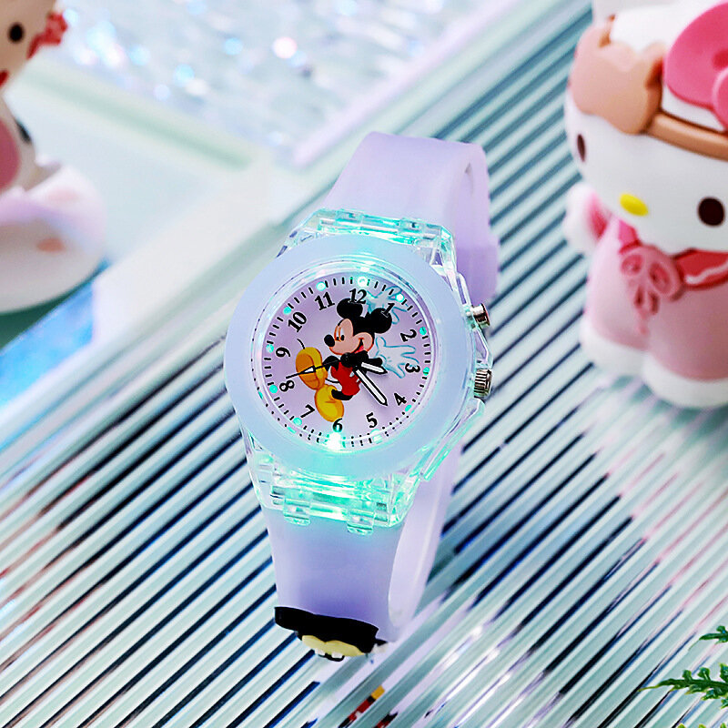 Neue Disney Mickey Minnie Maus Uhr Cartoon Anime führte Zeiger leuchtende digitale elektronische Kinder Uhr Jungen Mädchen Geburtstags geschenke