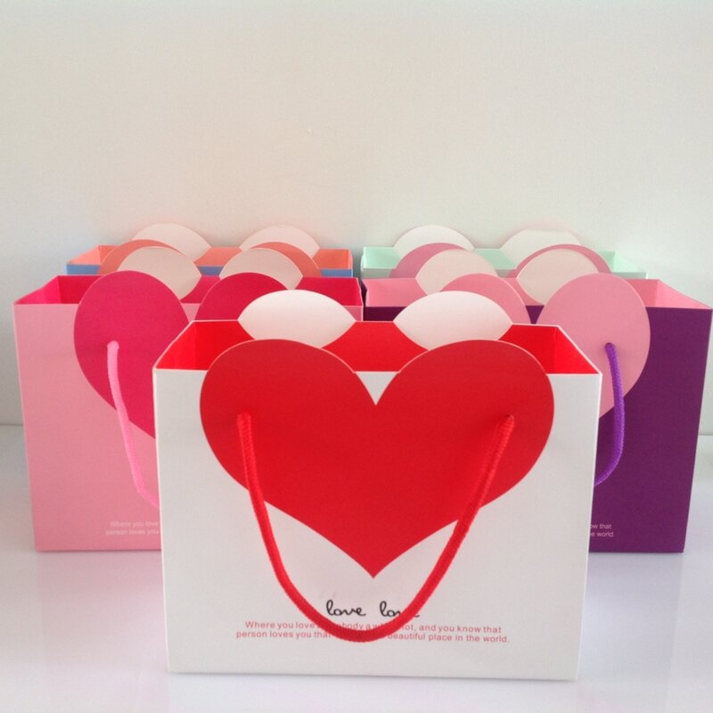Bolsas de papel de embalaje de regalo con asa, bolsas de regalo de dulces para boda, Día de San Valentín, bolsa de cartón para aniversario, decoración de fiesta de cumpleaños