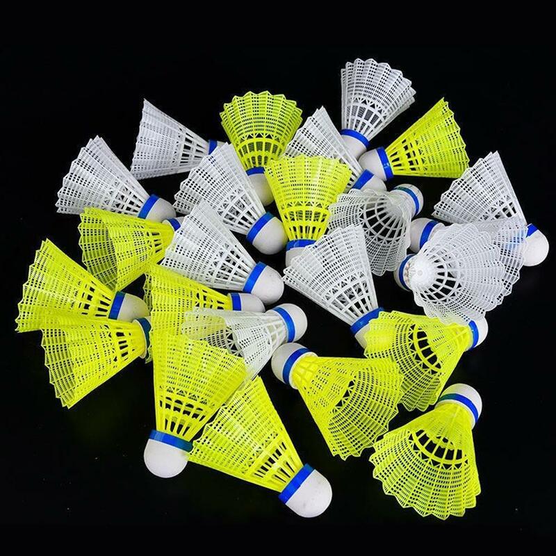 Ballon de badminton en plastique, jaune et blanc, pour étudiant, en nylon, portable, pour entraînement