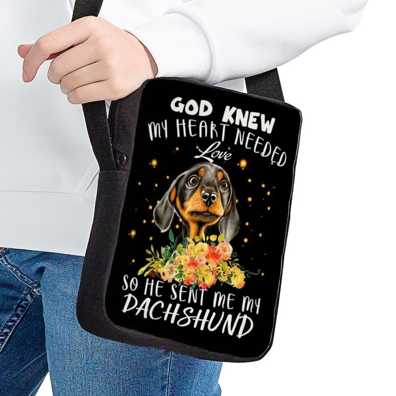 Bolso de mensajero con estampado 3D de Dachshund para mujer, bolso de hombro clásico, práctico, informal, de viaje, de compras, bandolera de pequeña capacidad