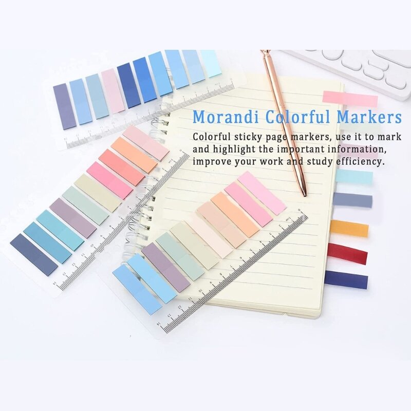 1600 2400Pcs Guias adesivas para livros Guias adesivas Morandi, marcador página colorido