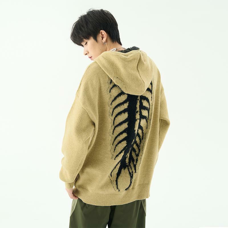 Y2K Harajuku Slouchy hooded sweaters for men in winter American knitwear sweater streetwear lovers sweater trend top