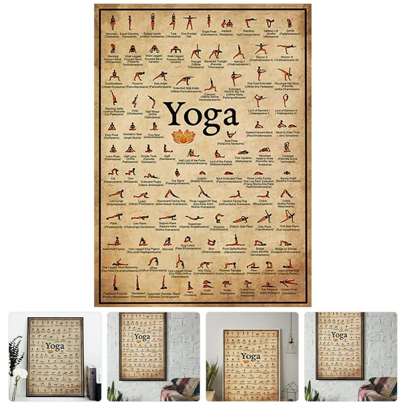 Плакат для йоги, изящная настенная винтажная декорация, холст, винтажный декоративный износостойкий плакат