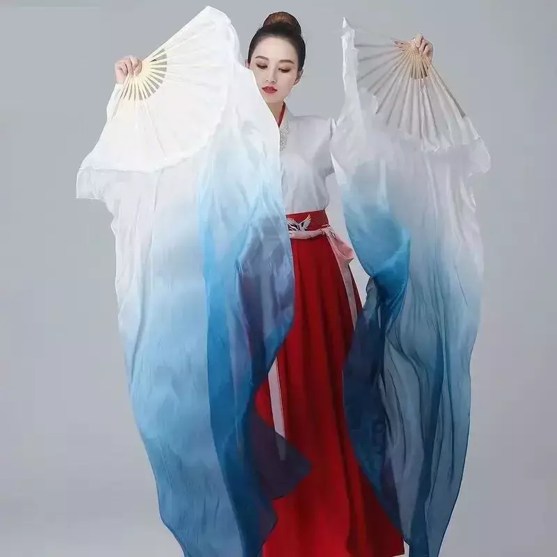 Hot Sell Kid Women Classical Belly Dancing Fan 1pcs Gradient Color Dancer Practice Long Imitation Silk Fans Rayon Silk Fans