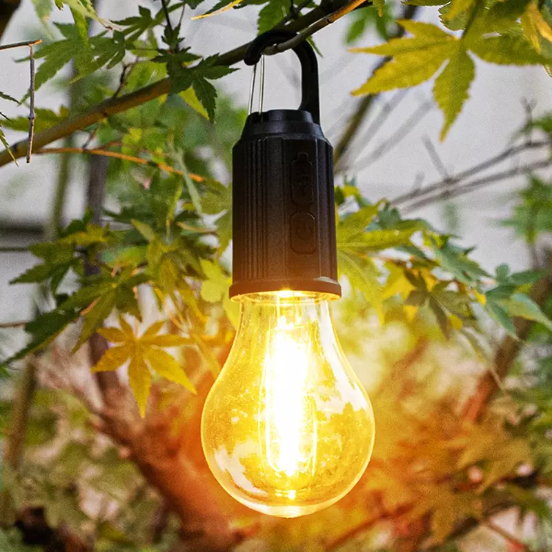 E5 светодиодный фонарь для кемпинга Тип C USB Перезаряжаемый водонепроницаемый 400mAh Рабочая лампа-палатка с крючком 3 режима наружного освещения